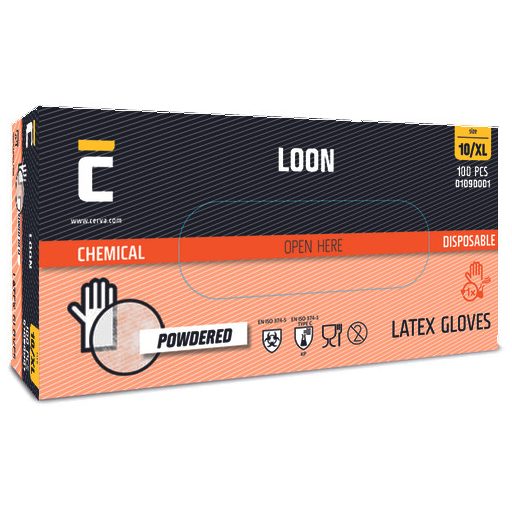 LOON kesztyű latex púderes XL-10