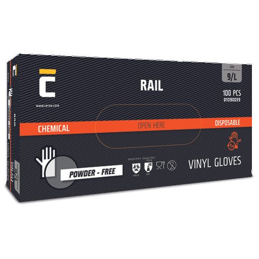 RAIL PF kesztyű vinil púdermentes L-9