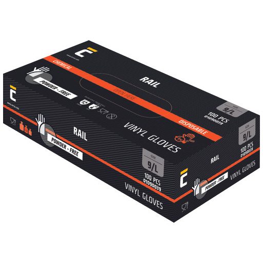 RAIL PF kesztyű vinil púdermentes L-9