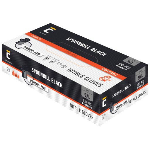 SPOONBILL BLACK nitril púdermentes XL-10
