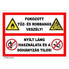   Fokozott tűz- és robbanásveszély! Nyílt láng használata és a dohányzás