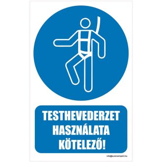 Testhevederzet használata kötelező - öntapadós 160x250