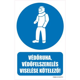   Védőruha, védőfelszerelés viselése kötelező - öntapadós 160x250