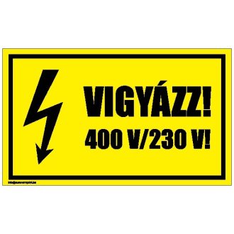 Vigyázz! 400 V/230 V! - öntapadós 100x60