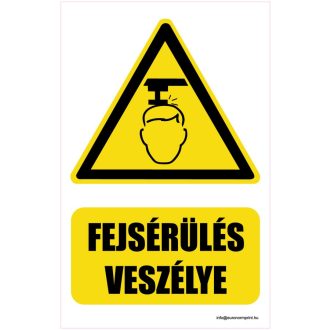 Vigyázz! Fejsérülés veszélye - öntapadós 160x250