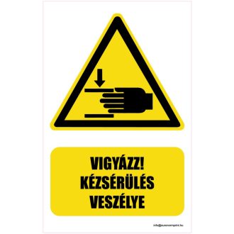 Vigyázz! Kézsérülés veszélye - öntapadós 160x250