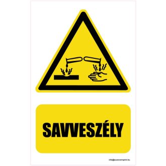 Vigyázz! Savveszély - öntapadós 160x250