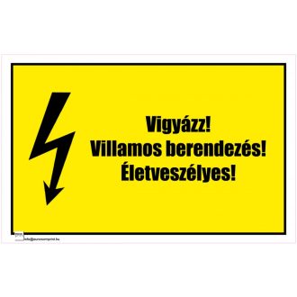   Vigyázz! Villamos berendezés! Életveszélyes! 1 - öntapadós 160x100