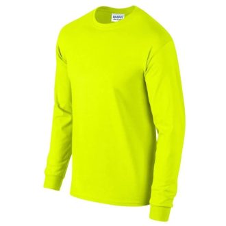 Gildan Ultra Cotton jól láthatósági hosszú újjú póló (fluo sárga)