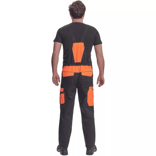 Max Vivo jól láthatósági kantáros munkásnadrág (fekete-narancs)