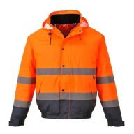 Portwest Hi-Vis kéttónusú bomber kabát (narancs/tengerészkék)