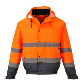 Portwest Hi-Vis kéttónusú bomber kabát (narancs/tengerészkék)
