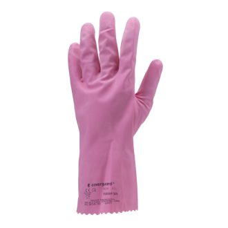   HTG RÓZSASZÍN GUMIKESZTYŰ, 30CM/0,4MM, BOLYHOZOTT BELSŐ_S