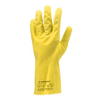   HTG SÁRGA GUMIKESZTYŰ, 30CM/0,5MM, PAMUTBOLYHOZOTT BELSŐ_S