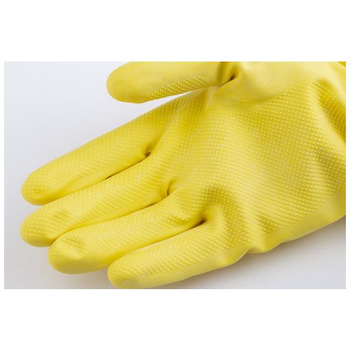 HTG SÁRGA GUMIKESZTYŰ, 30CM/0,5MM, PAMUTBOLYHOZOTT BELSŐ_S